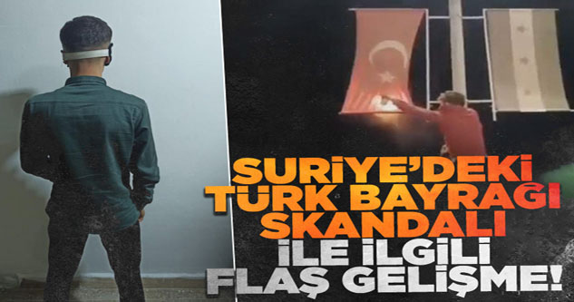 Suriye'de Türk bayrağını yakma girişiminde bulunan iki kişi yakalandı