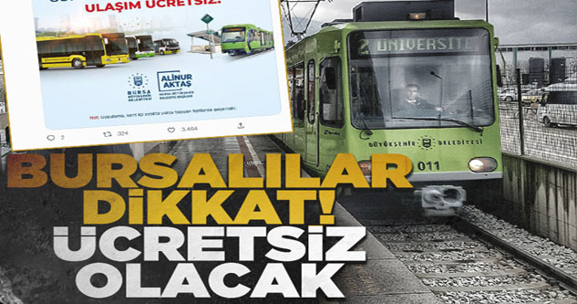 Bursa'da 29 Ekim'de toplu taşıma ücretsiz