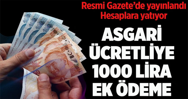 Asgari ücretli alacak Resmi Gazete'de yayınlandı! 1000 lira hesaba yatıyor
