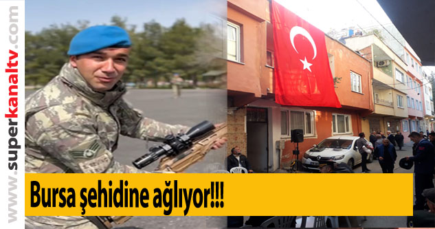 Bursalı şehidin evine Türk bayrağı asıldı
